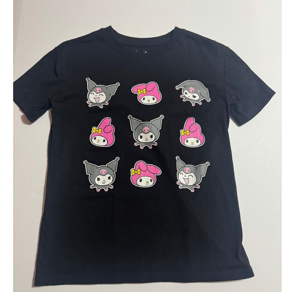 Sanrio Kuromi My Melody Graphic T-Shirt Black XS Short Sleeve Crewneck Tee